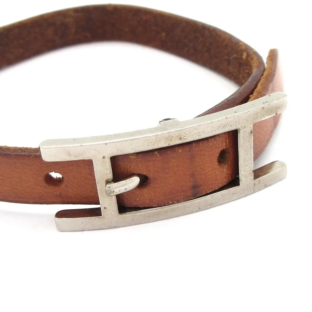 Hermès Hapi 3 Bracelet Brown Silver Leather Hardware